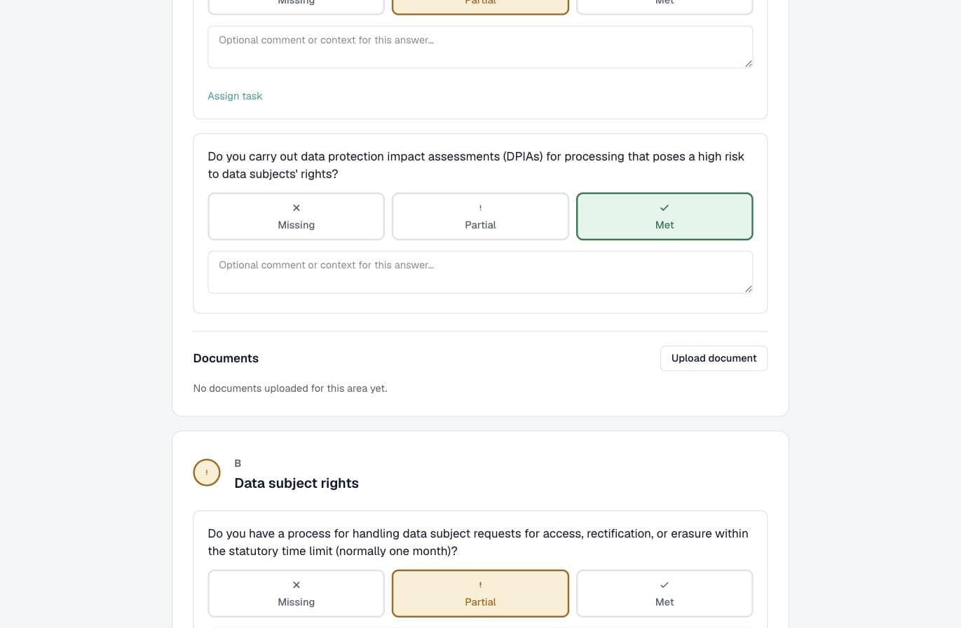 The GDPR gap analysis with questions on legal basis and records of processing